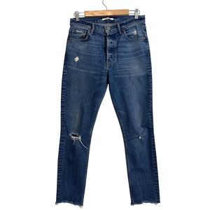 GRLFRND Karolina High Rise Skinny Jeans Sixpence Distressed Raw Hem 28